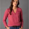Lakeland Leather Caroline Nehru Blouse In Pink | Tops