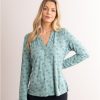 Lakeland Leather Lilli Floral Print Jersey Top In Sage | Tops