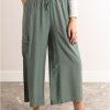 Lakeland Leather Perrie Wide Leg Cropped Trousers In Sage Green | New Arrivals
