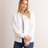 Lakeland Leather Marissa Jersey Quilted Bomber Jacket In White | Coats & Outerwear